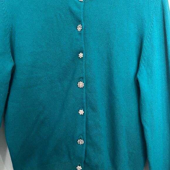 Moda International Silk Blend Cropped Cardigan Sweater Women Size L Soft Green - Picture 3 of 7